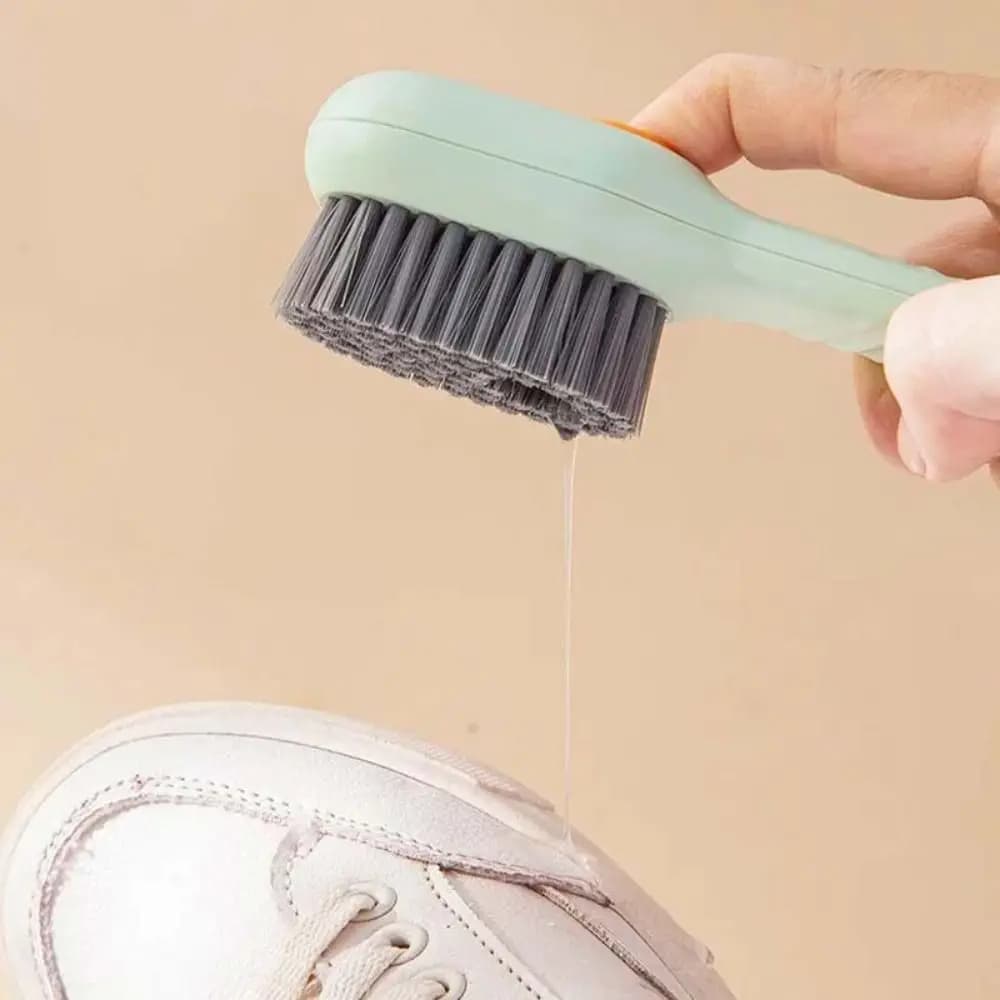 Spazzola per la pulizia con setole morbide, manico lungo, con serbatoio per liquidi, comoda spazzola multifunzionale per vestiti e scarpe