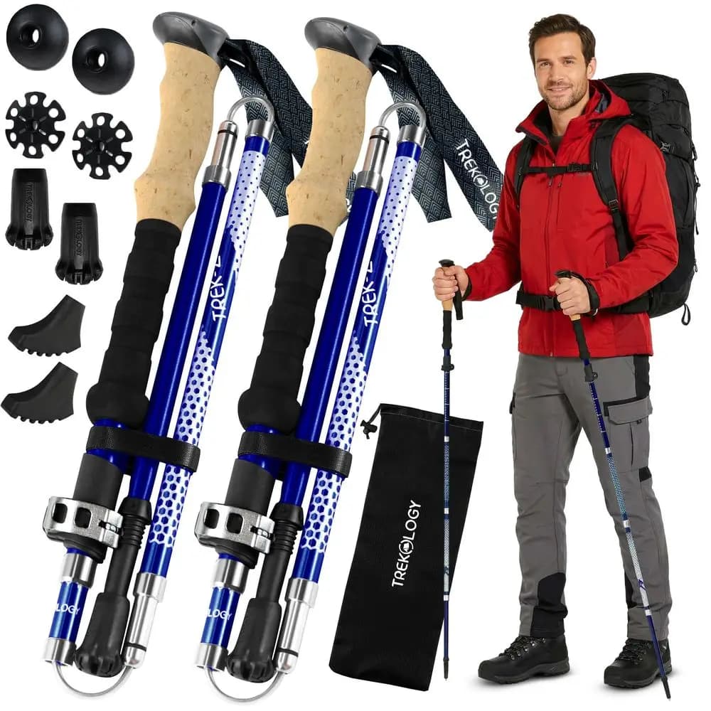 Trekking sticks TREKZ, Choose the Perfect Size: 100-120cm for Heights from 141 to 183 cm, 115-135cm for Heights from 165 to 190 cm
