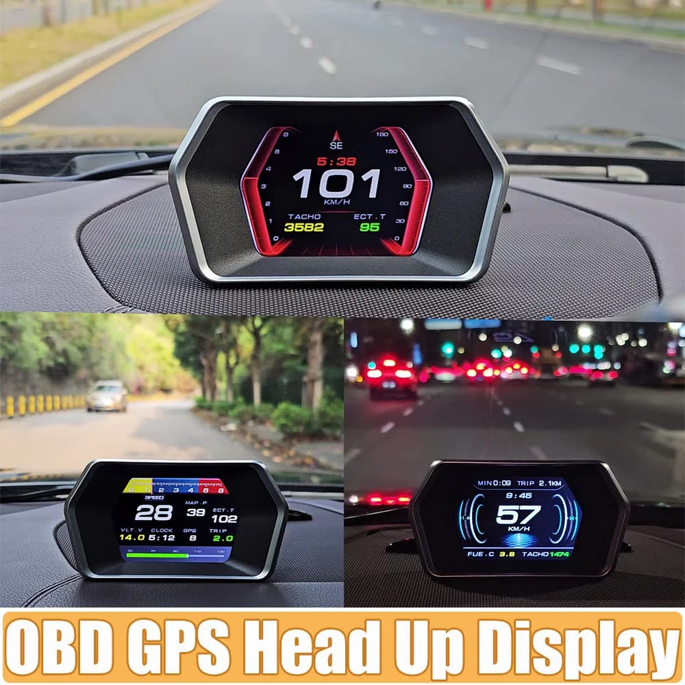 OBD2 GPS Computer di bordo Parabrezza Proiettore Elettronica per auto Display Head Up digitale OBD + GPS Smart P17 Per HUD Avviso di velocità eccessiva