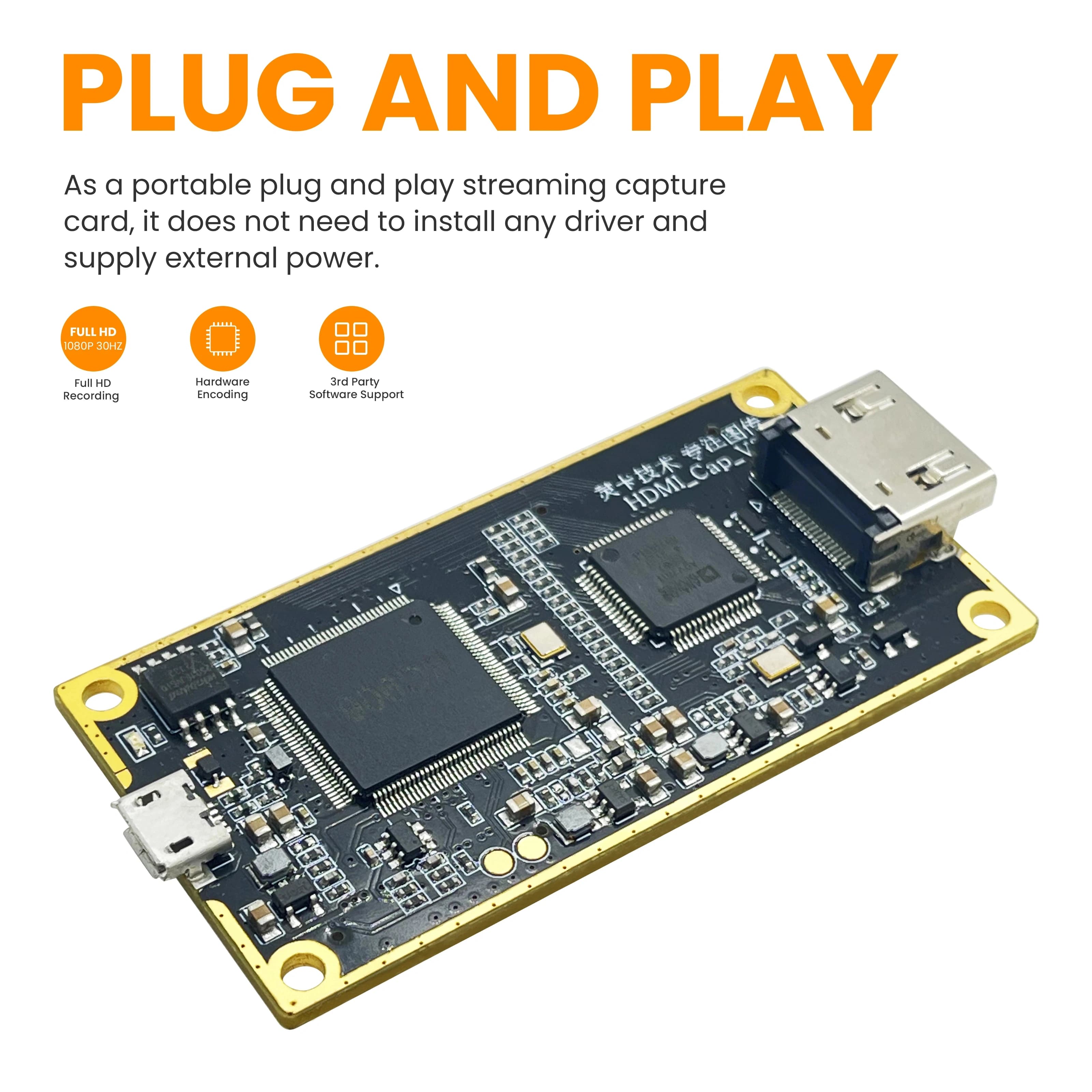 Scheda di acquisizione video da HDMI a USB Encoder H264/MJPEG, 1080p60, per streaming live, sorveglianza e registratore di giochi (UVC/UAC, OSD) LCC260