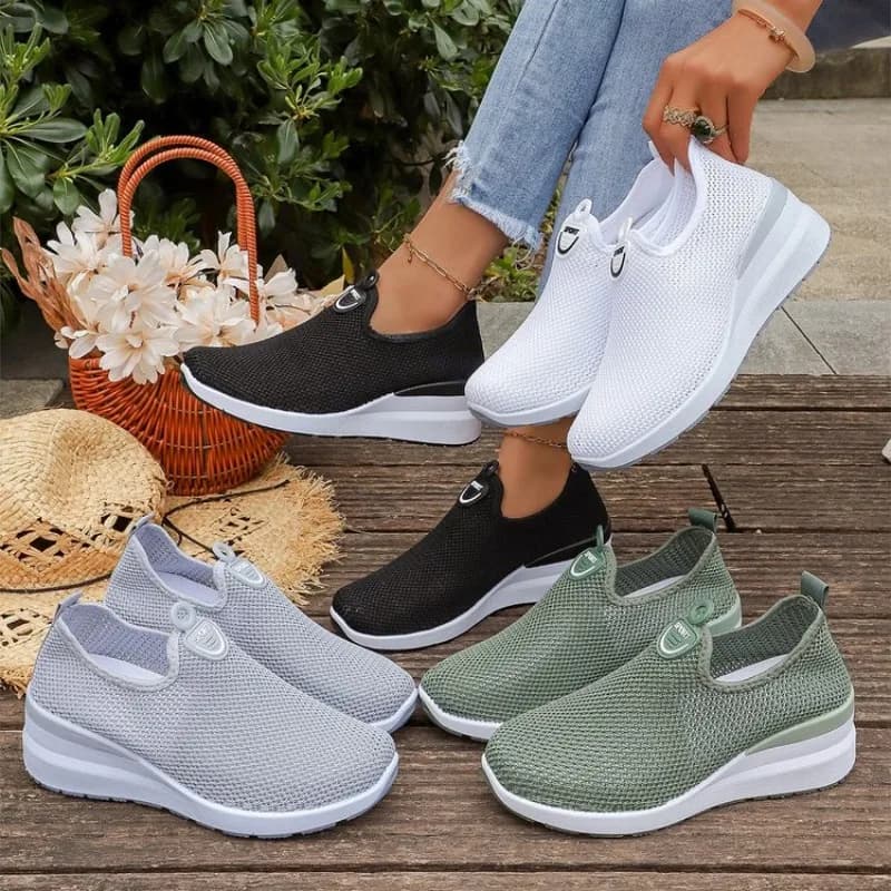 Sneakers Casual da Donna in Mesh, Slip-on Traspiranti con Zeppa, Scarpe da Passeggio Leggere e Comode per l'Estate, Scarpe da Ginnastica Quotidiane da Donna
