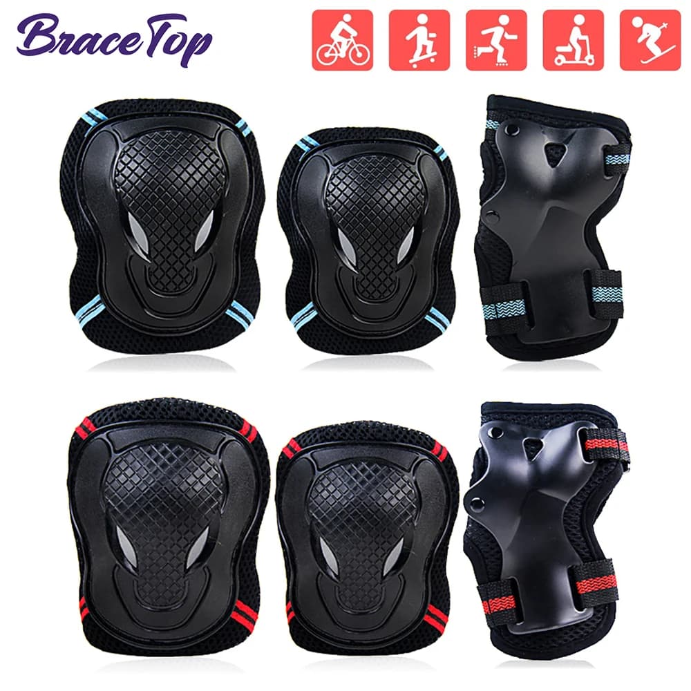 6 pcs/set Sports Protective Equipment Set Skating Ice Cream Gometo Wrist Guard for Kids Adults Cycling Roller Climbing on Rock