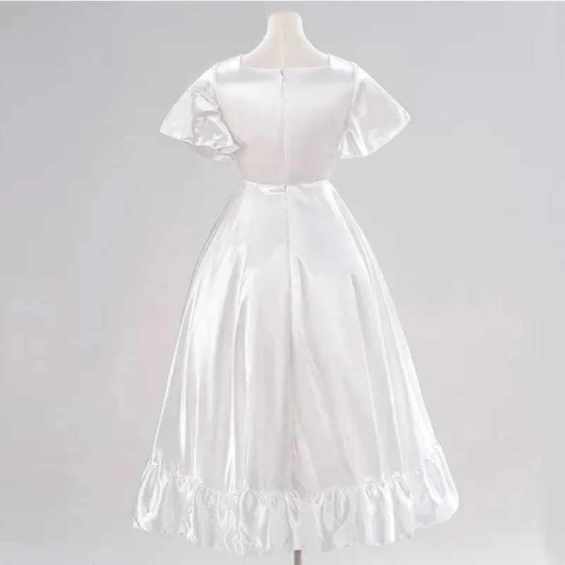 Anime Frieren: Beyond the End of the Journey Samambaia Costume Cosplay Abito da festa bianco e parrucca viola Copricapo DW;3'F,6'T
