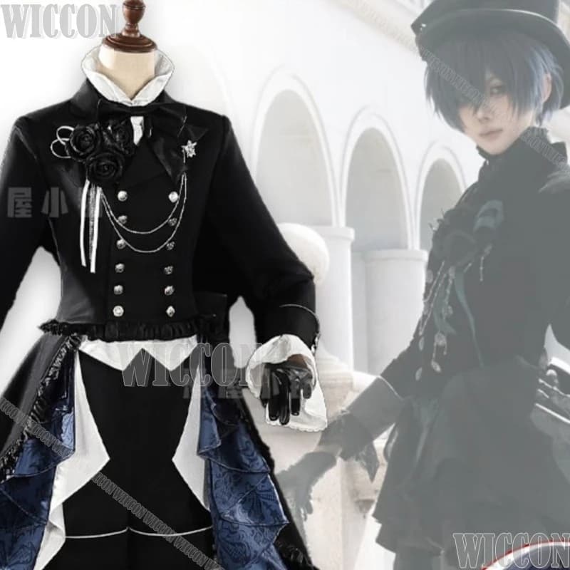 Costume Cosplay Black Butler Ciel Phantomhive, Abito per Roleplay Anime Kuroshitsuji, Abbigliamento per Performance, Collezione per Festival e Comic Con