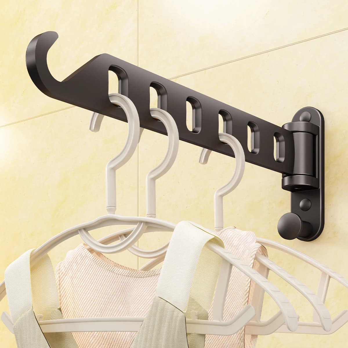 Wall to 6 Retractable Holes, Foldable Stendibiancheria with Swivel Arm