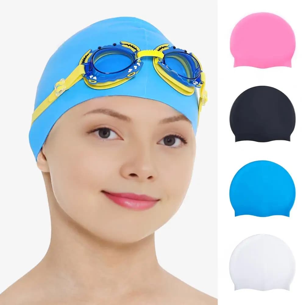 Cuffia da Nuoto in Silicone per Adulti, Tinta Unita, Antiscivolo, Elastica, per Capelli Lunghi e Corti, Universale per Uomini e Donne, per Piscina