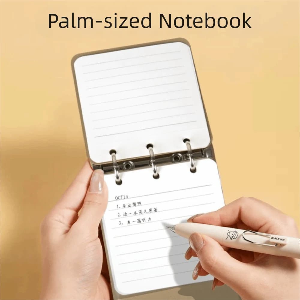 3-Ring Binder Loose-Leaf Notebook PU Leather Cover Portable Pocket Journal Refillable Memo Pad School Office Supplies