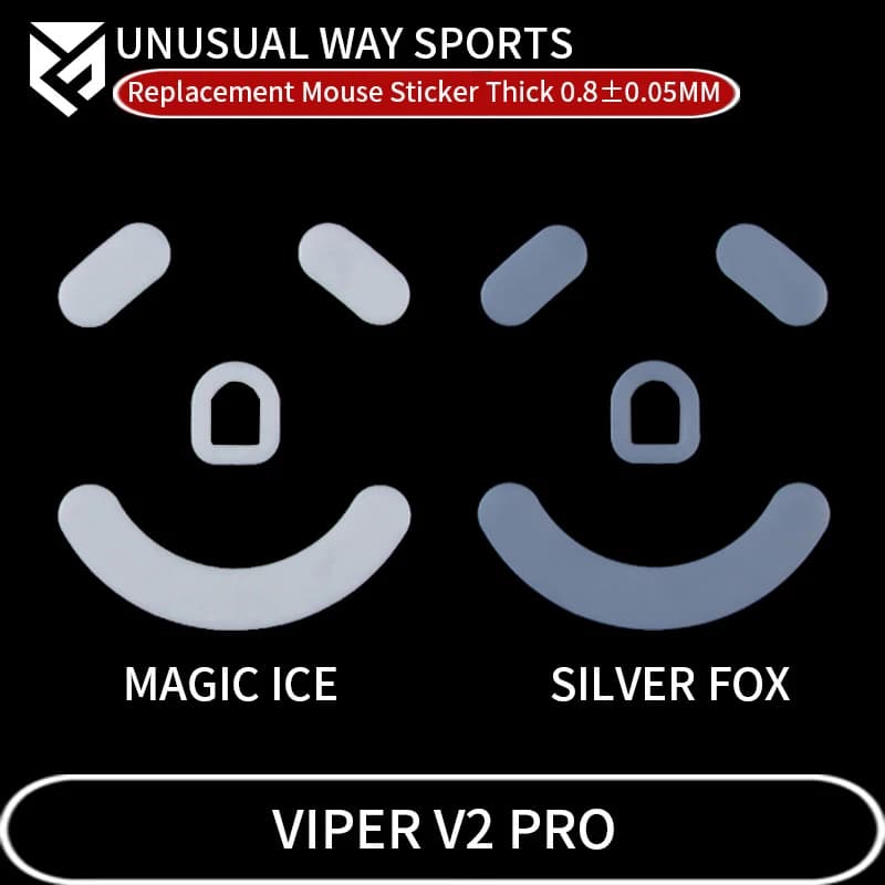 InsolitoWaySports Mouse Pattini Piedi Viper V2 Pro Superficie curvata PTFE Anti collasso Magic Ice Pink Black Silver Fox