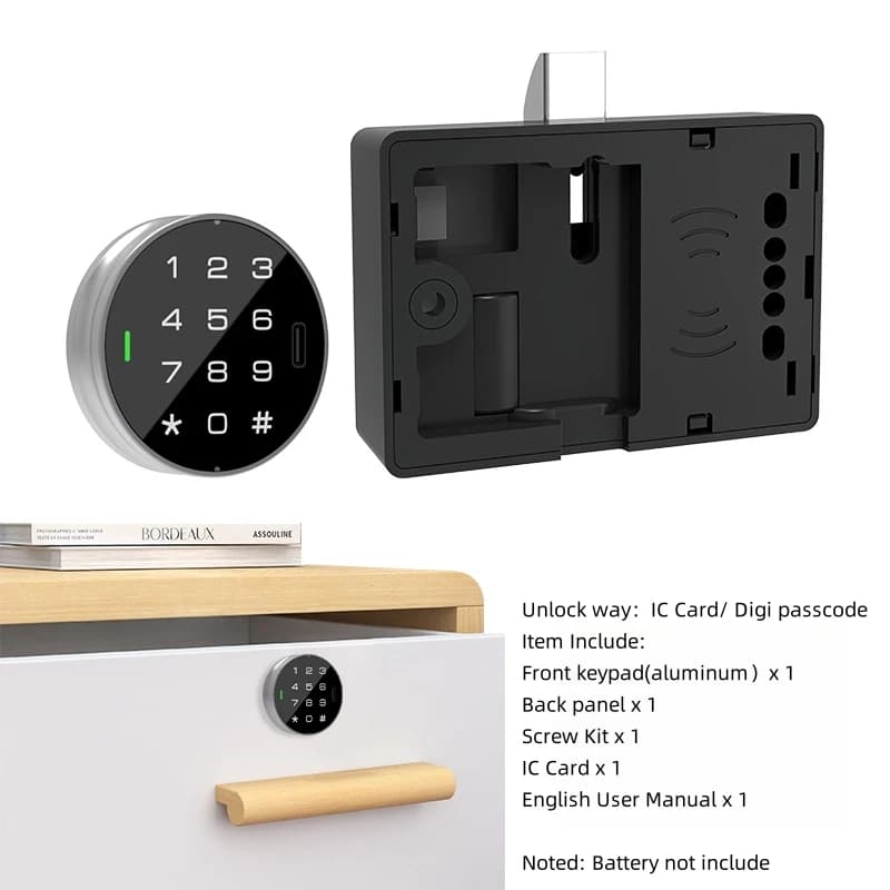 Armadietto con cassetti intelligente Custodia in alluminio Serratura Scheda IC RFID Sblocco codice di accesso Mobili per armadietti Serratura elettronica con sensore tattile senza chiave