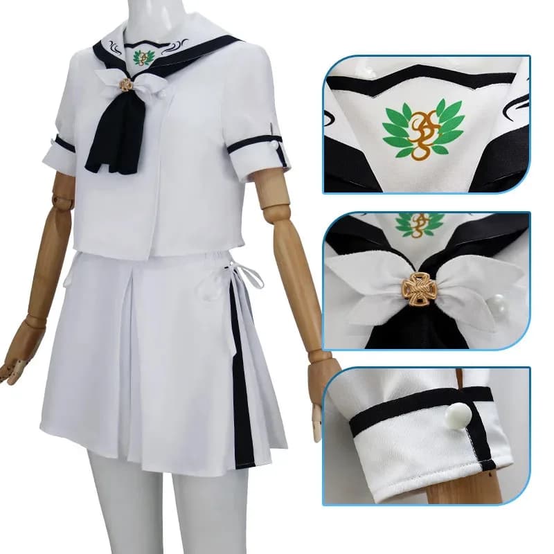 Anime Summer Pockets Shiroha Naruse Cosplay Costume White JK Dress Gonna Dress Halloween party for Women Girls Carnival Outfitsa;