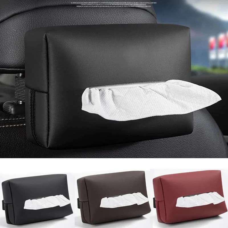 Car Tissue Holder, car armrest box leather paper bag napkins, Car car rear seat back Tissue Box Organization