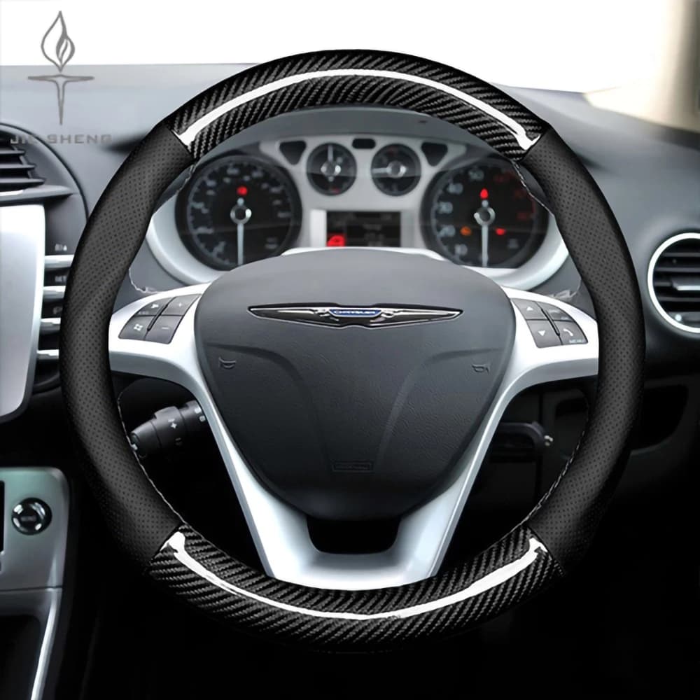 Coprivolante per auto per Chrysler 300 300c Pacifica 200 Sebring PT Cruiser Accessori auto in pelle antiscivolo in fibra di carbonio