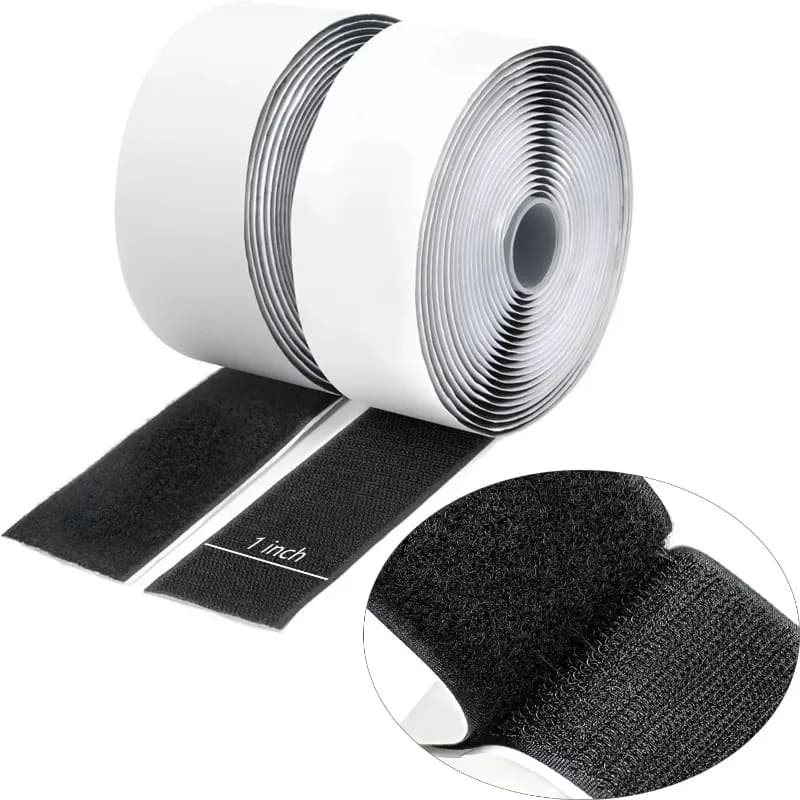 Black Strong Sticky Back Velcro for DIY, Home Organization, Cable Ties, Wall Mounting Self Adhesive Hook and Loop Tape Roll,