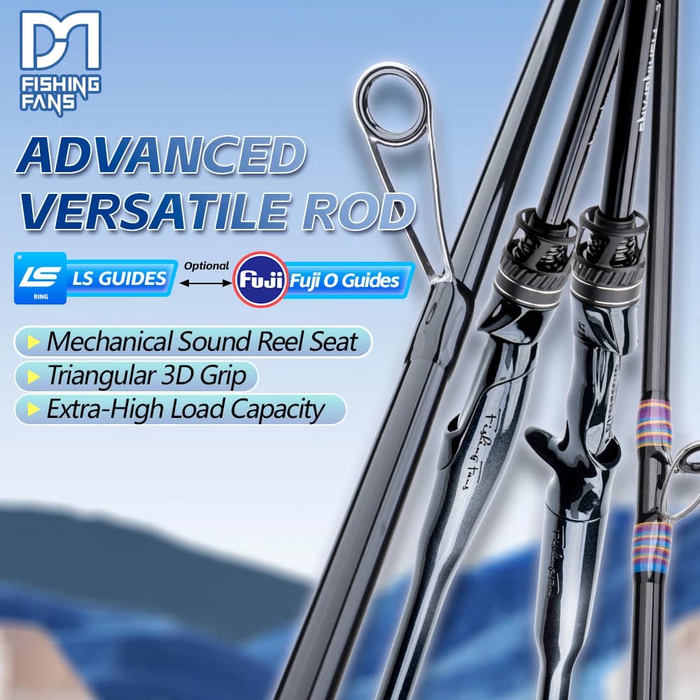 FISHINGFANS ORCA fishing rod 6'6''' 7' 8' Lightweight with Hand-Packed, FUJI O/LS rings, Rattle ring, ML M power