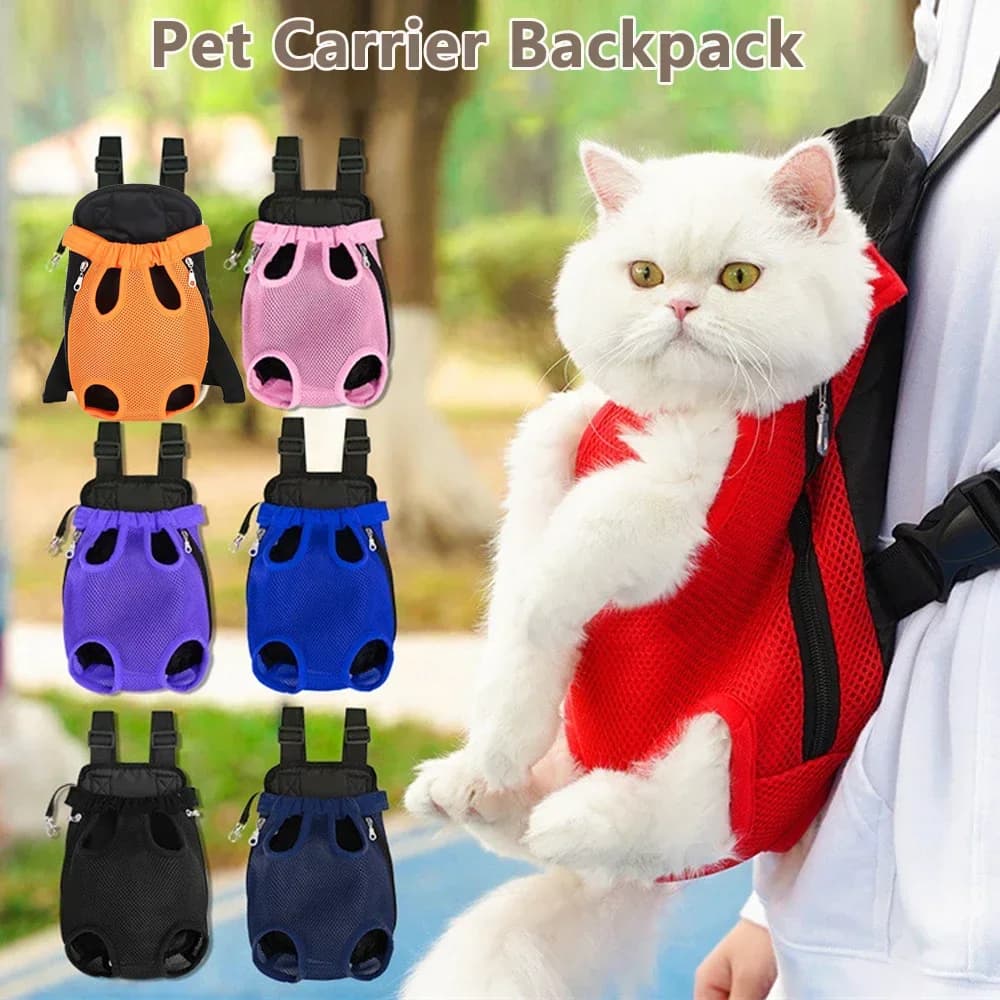 Borsa da viaggio portatile traspirante per gatti Borsa da viaggio per animali domestici Zaino per trasportare animali domestici su entrambe le spalle Set da viaggio all'aperto per gatti e cani