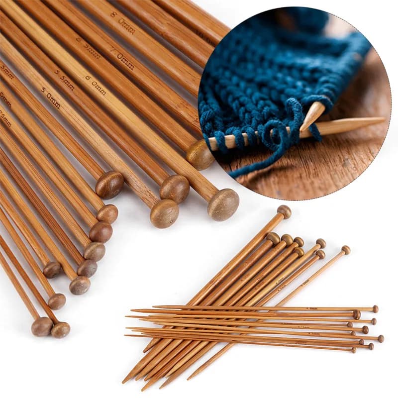 36pcs/set Bamboo Knitting Needles For Beginner & Professional Sweater Crochet Needles Set 18 Sizes From 2mm To 10mm DIY Knitting