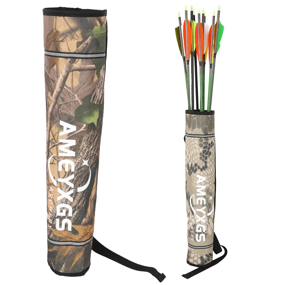 Archery Quiver Arrow Bag Cylindrical 600D Canvas Durable Shoulder Holder for Child Teen Outdoor Shooting Target Storage Case