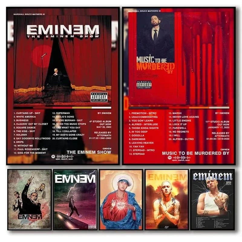 Pop Culture Rapper americano Eminem Album Poster Stella Estetica Tela Pittura Poster Wall Art Immagine Decorazione della stanza