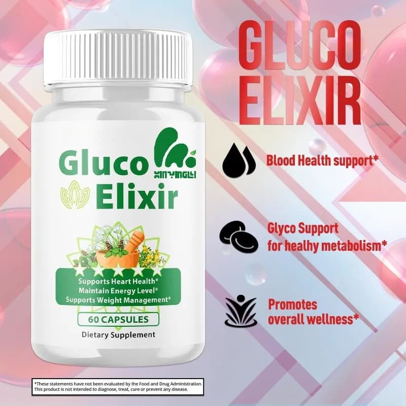 Gluco Elixir Capsules, Advanced Formula Supplement Pills for All Natural Vitamins (60 Capsules)