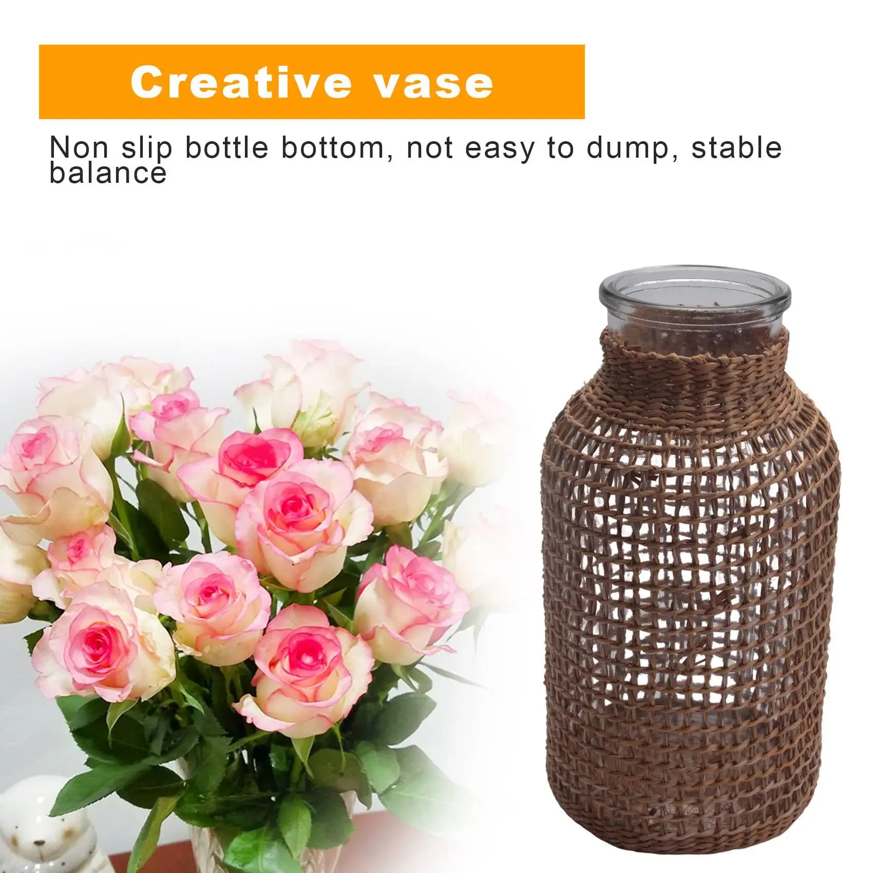 Vaso per Fiori in Vetro A20F Stile Giapponese, Cesto Creativo Nordico per Piante Acquatiche