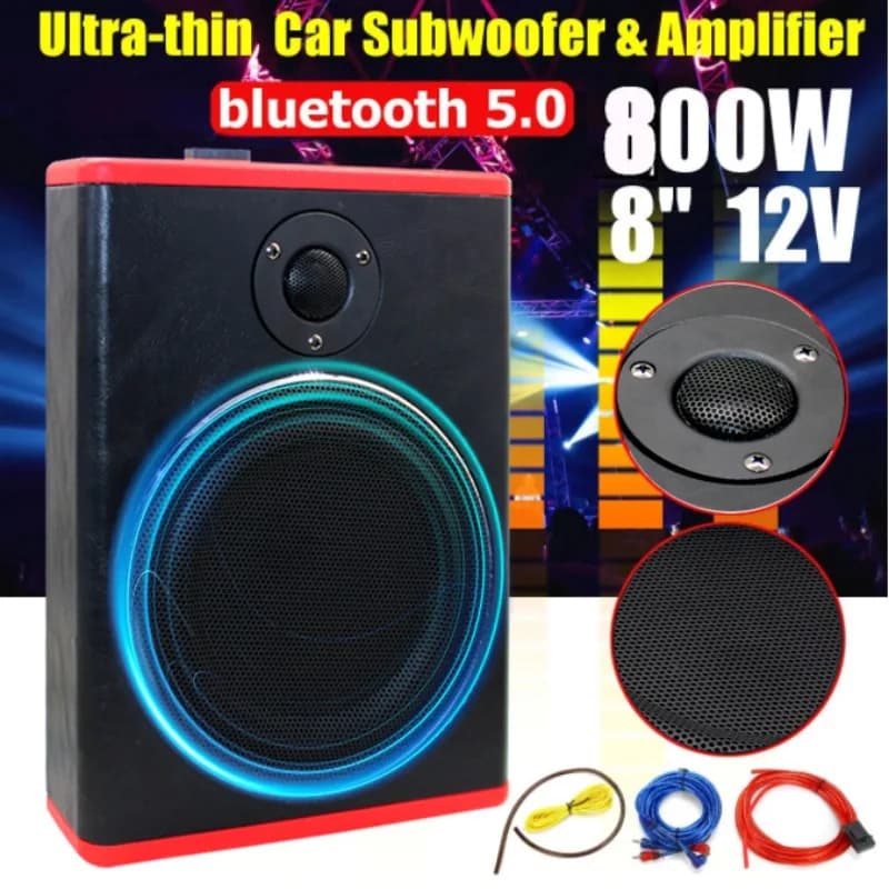 Subwoofer attivo da 8 pollici 12V ad alta potenza per auto, Bluetooth, ultra-sottile, da incasso nel sedile