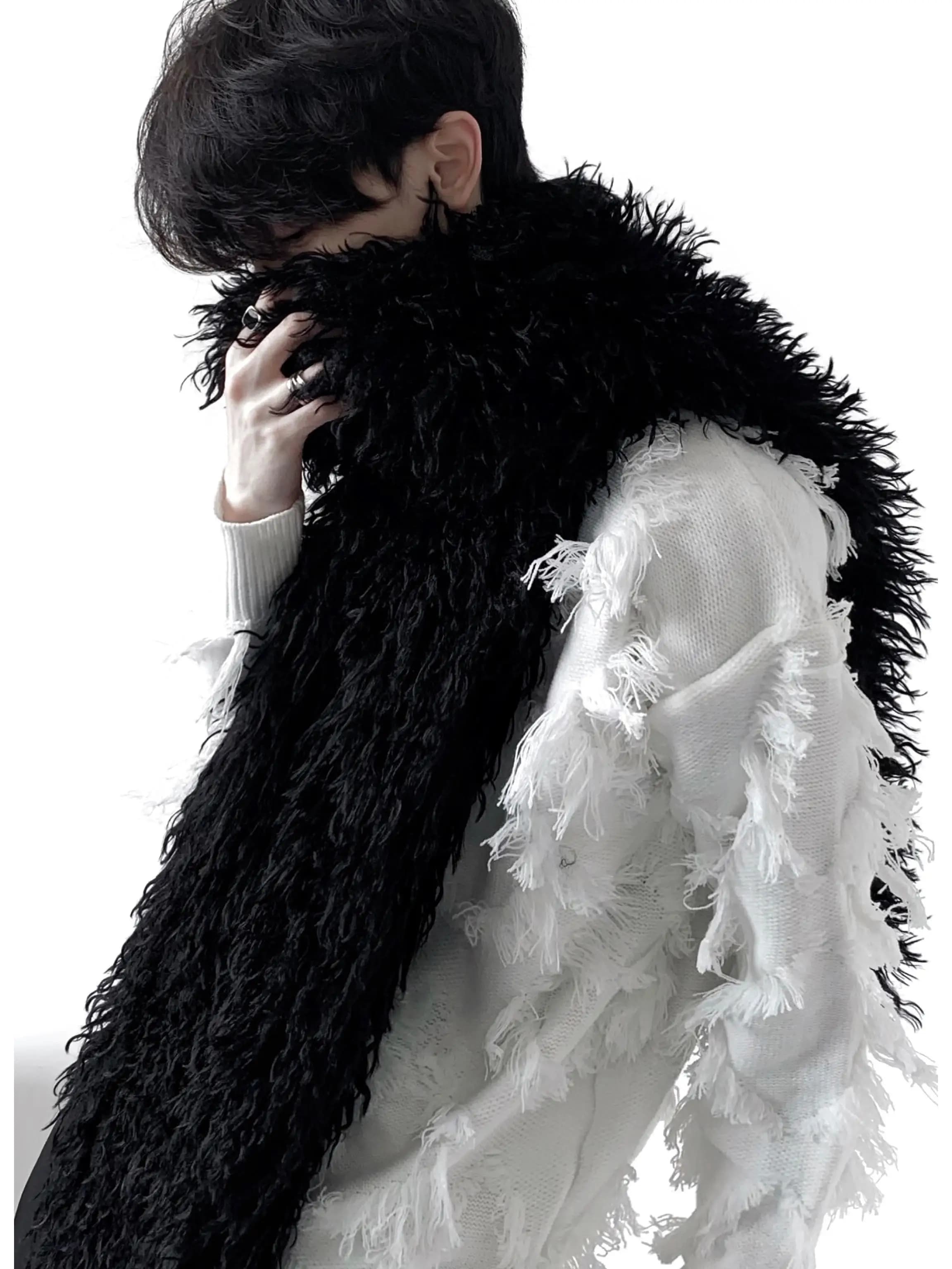 Thickened Long Fur Scarf Unisex Soft Warm Winter Neck Warmer Fashionable Black for Men And Women Autumn Winter Season Accessory