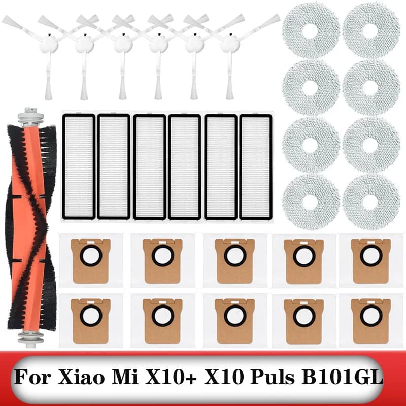 Per Xiaomi Robot Aspirapolvere X10 + X10 Plus B101GL Pezzi di ricambio Accessori Spazzola laterale principale Filtro Hepa Sacchetto per la polvere Straccio Mop Stand Scatola per la polvere