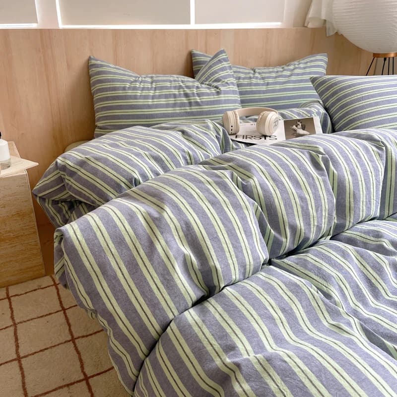1pc Copripiumino in cotone a righe blu 150x200 Queen Size Stile giapponese housse de couette Set piumino traspirante delicato sulla pelle