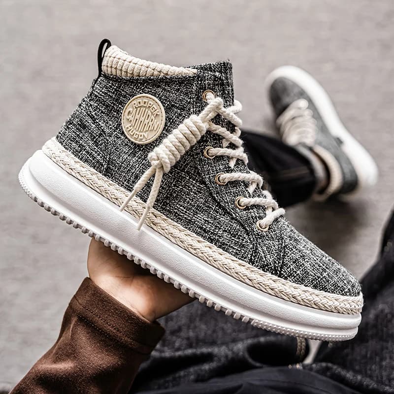 Calzature da corsa traspiranti in rete con suola piatta 2025 Autunno nuove scarpe casual maschili Stivaletti comodi alla moda Sneakers da uomo