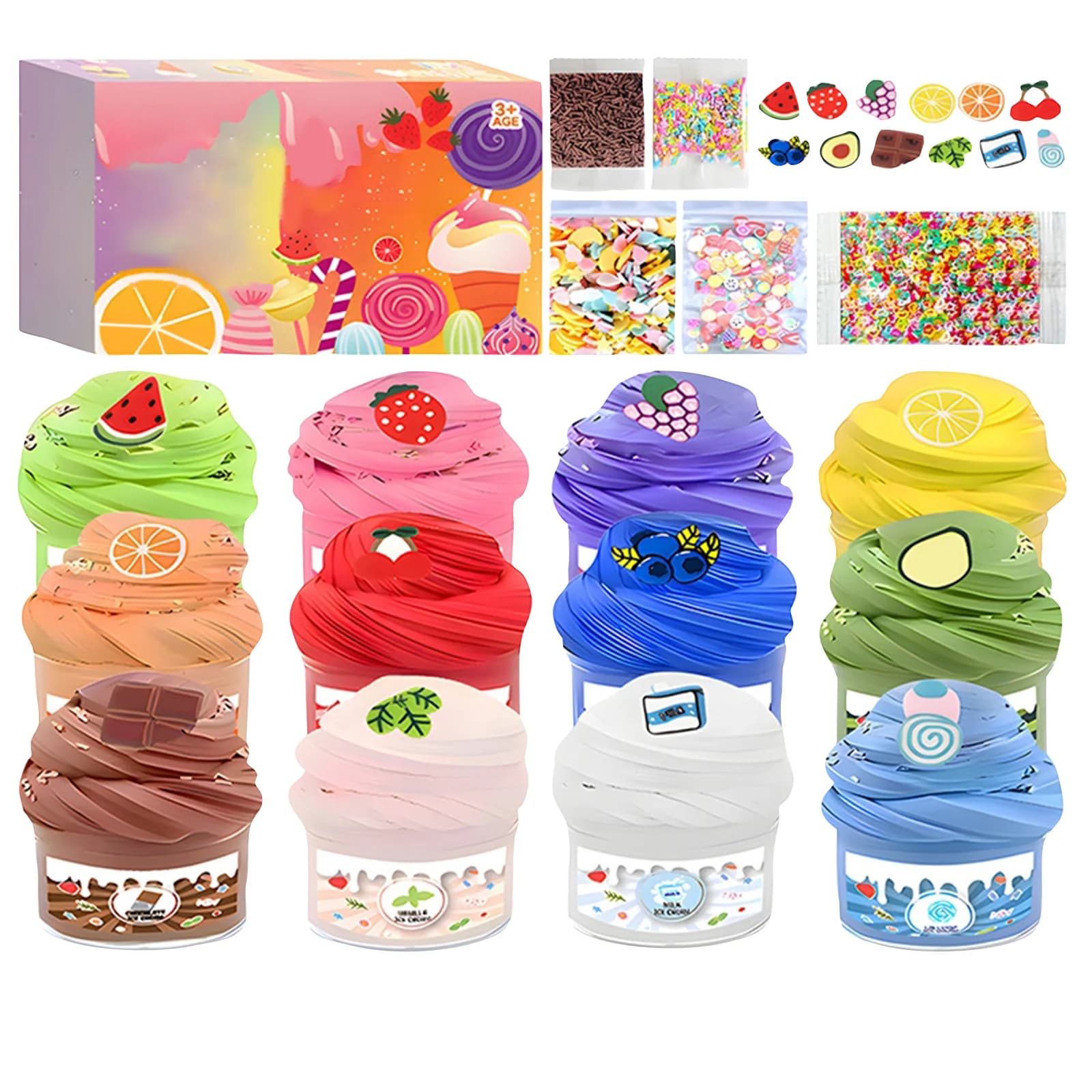 Kit di melma soffice burro Melma multicolore Super morbido non appiccicoso non profumato Giocattolo antistress Compleanno Regalo di bomboniere di Natale
