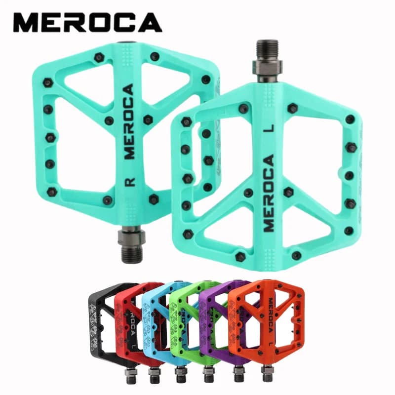Meroca Pedale per bicicletta Mtb Nylon Piattaforma in plastica Cuscinetto Pedale Mountain Bike Poggiapiedi piatto Velocità Ultraleggero Vtt Manovella Brothers