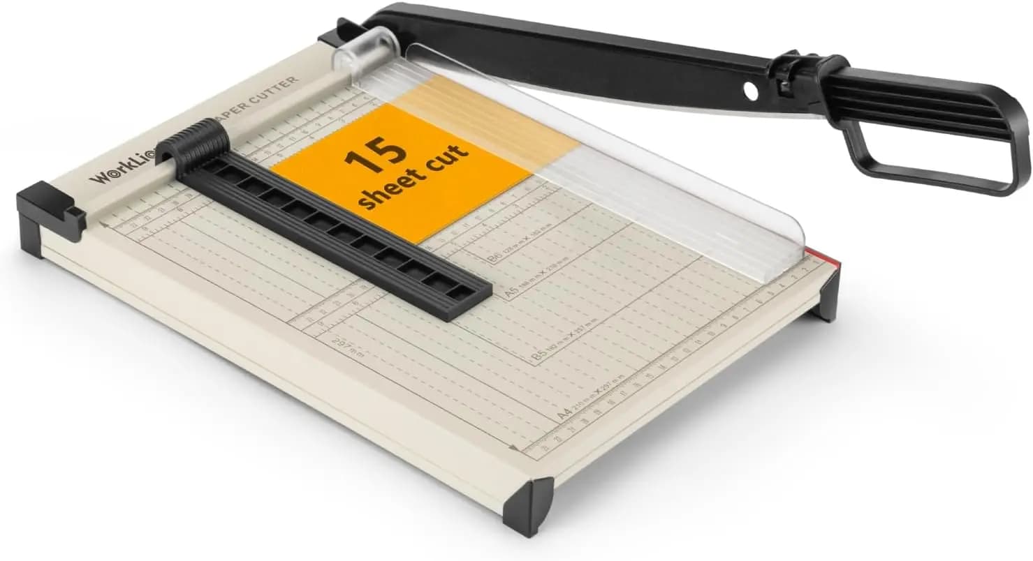 Taglierina per Carta A4 Professionale con Protezione di Sicurezza, Capacità 15 Fogli - Taglierina di Precisione per Carta, Cartoncino, Foto, Vinile e Altro