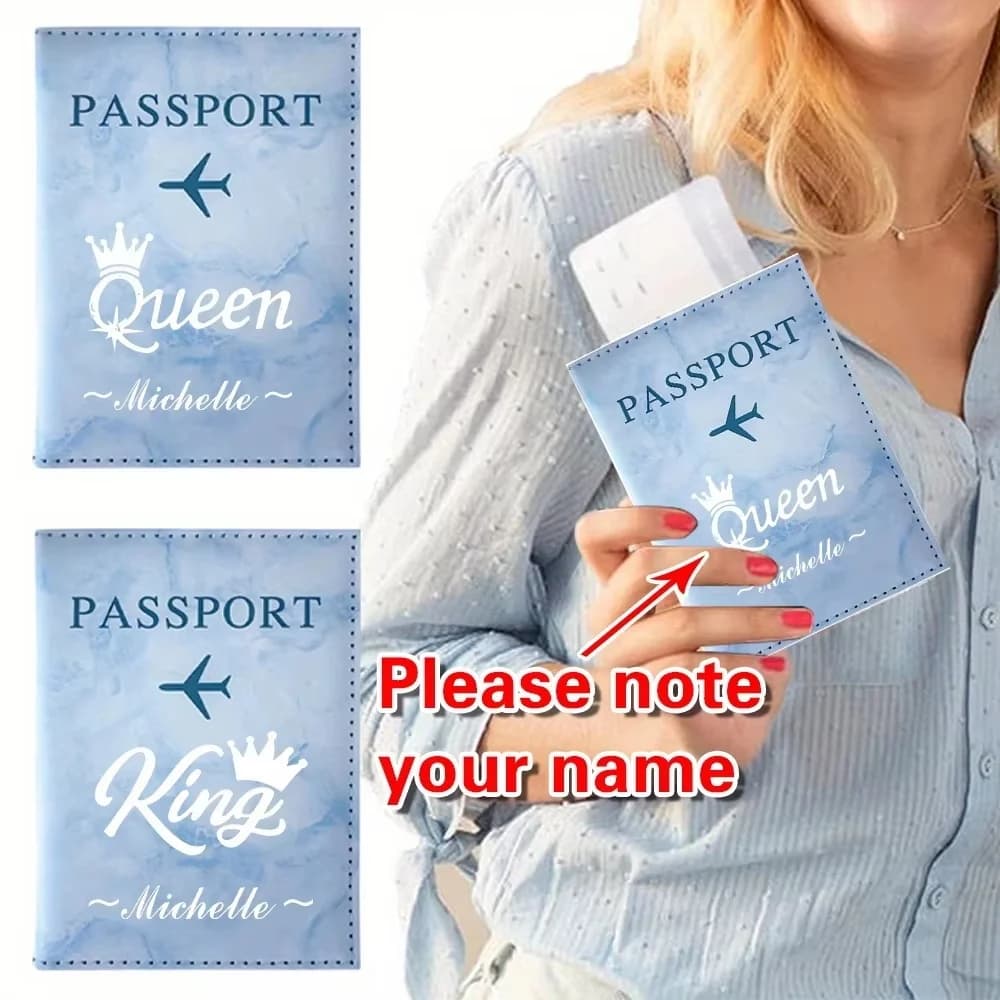 Custom Name & Title Faux Leather Passport Holder, Slim Lightweight Travel Document Wallet, Practical Unisex Travel Gift