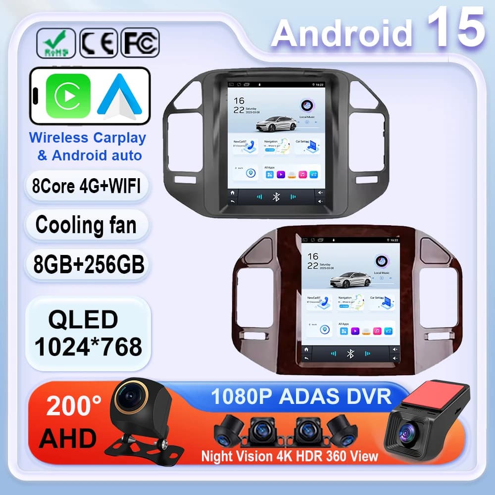 For Mitsubishi Pajero V60 V68 V73 1999-2006 Style Android Screen 15 Carplay Autoradio Multimedia Car Navigation Reader