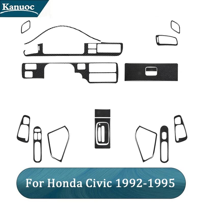 Per Honda Civic 2Door 1992 1993 1994 1995 In Fibra di Carbonio Varie Parti Nero Adesivi Auto Interni Accessori Decorativi