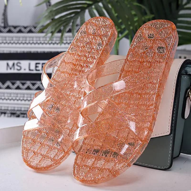 Ciabatte con Fondo Piatto in Cristallo per Donna, Pantofole da Casa Antiscivolo per Bagno, Design Trasparente, Stile Casual Confortevole