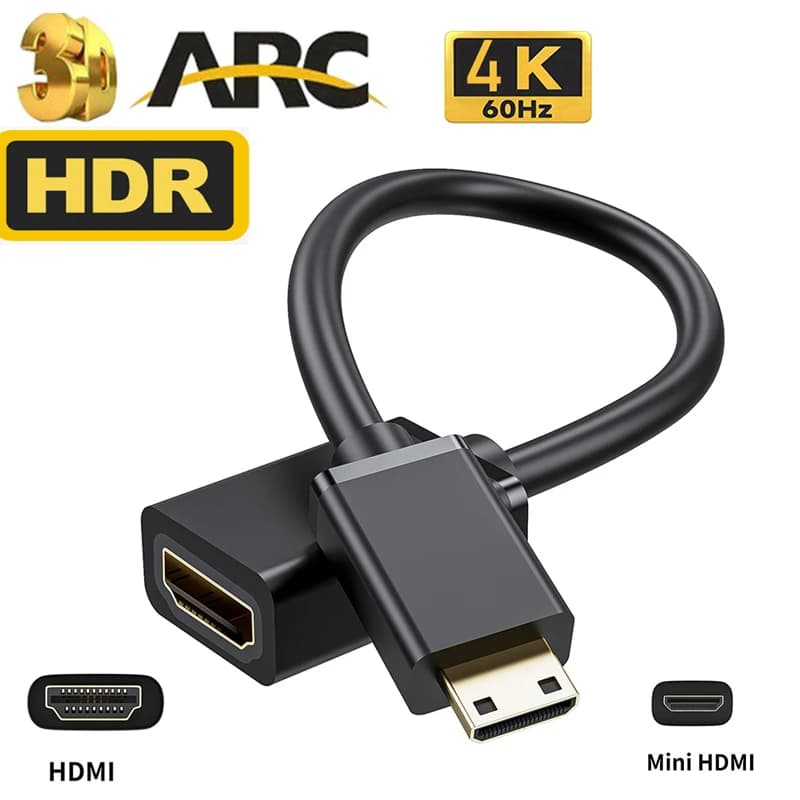 Cavo Mini HDMI 4K 60Hz HDMI 2.0 Adattatore da Mini HDMI a HDMI Cavo da Mini HDMI maschio a HDMI femmina Adattatore accoppiatore