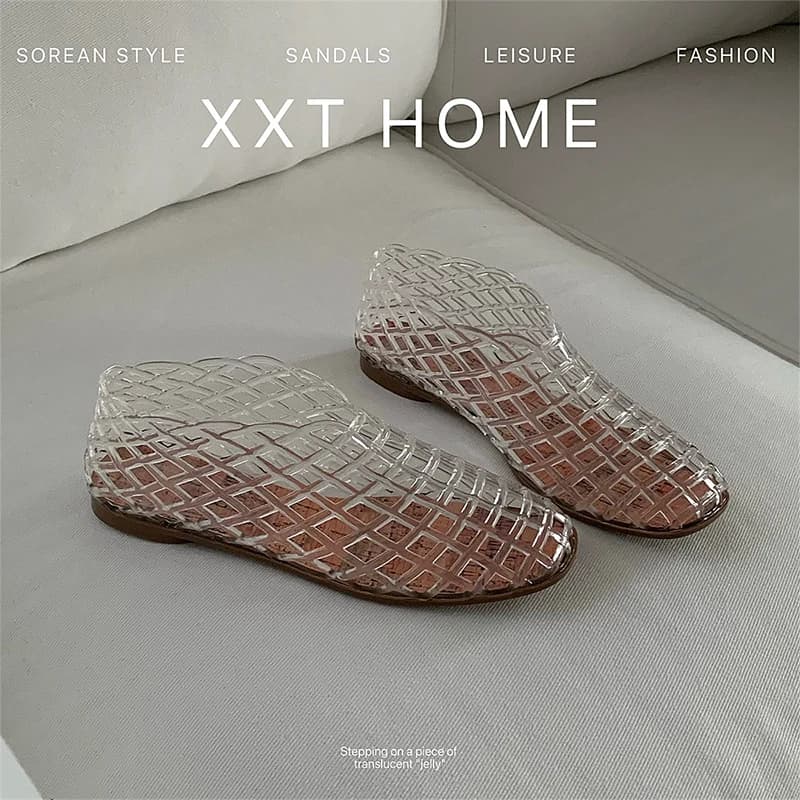 XIXITIAO Women's Sandals Fashion Openwork Sandals Summer Comfortable Anti-slip Flat Jelly Shoes Hollow Outdoor Slip On Footwear