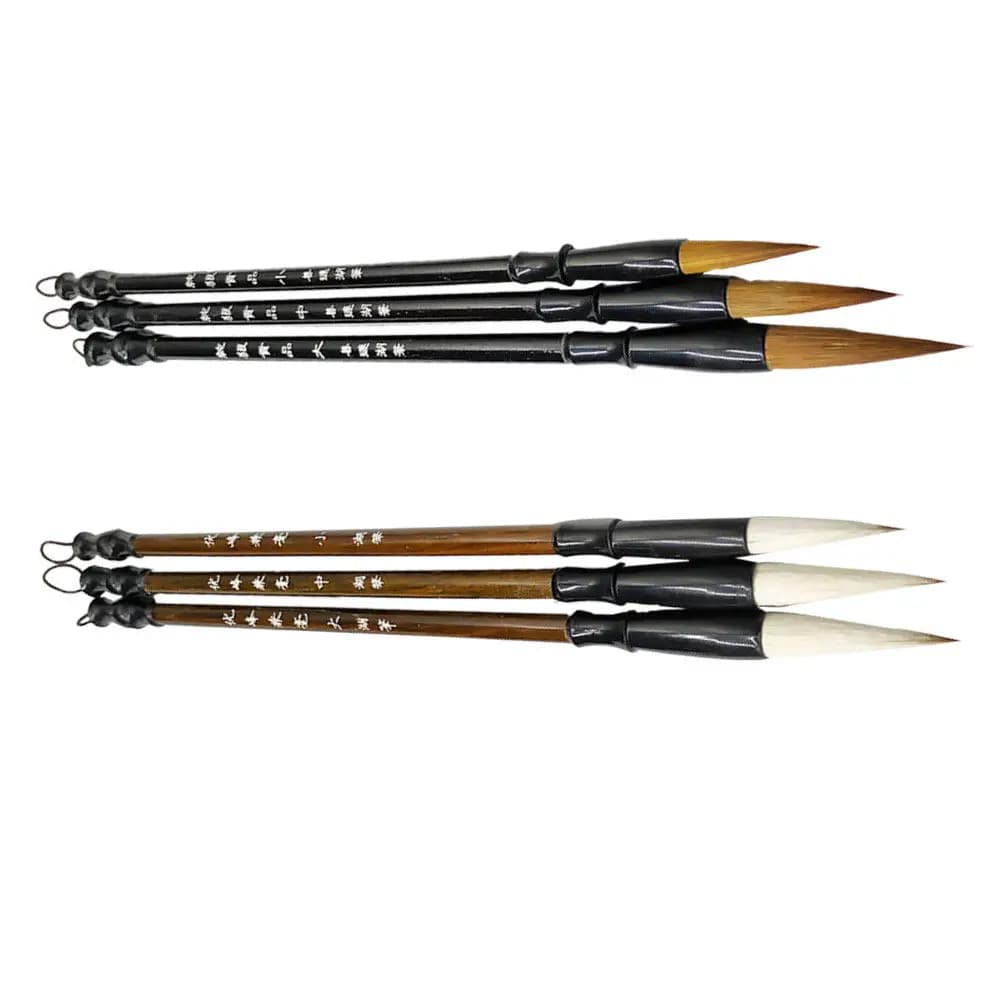 6Pcs Chinese Calligraphy Brush Set Wolf Hair Wood Handle L Size Traditional Writing Painting Tools Caligraphy Drawing Brush