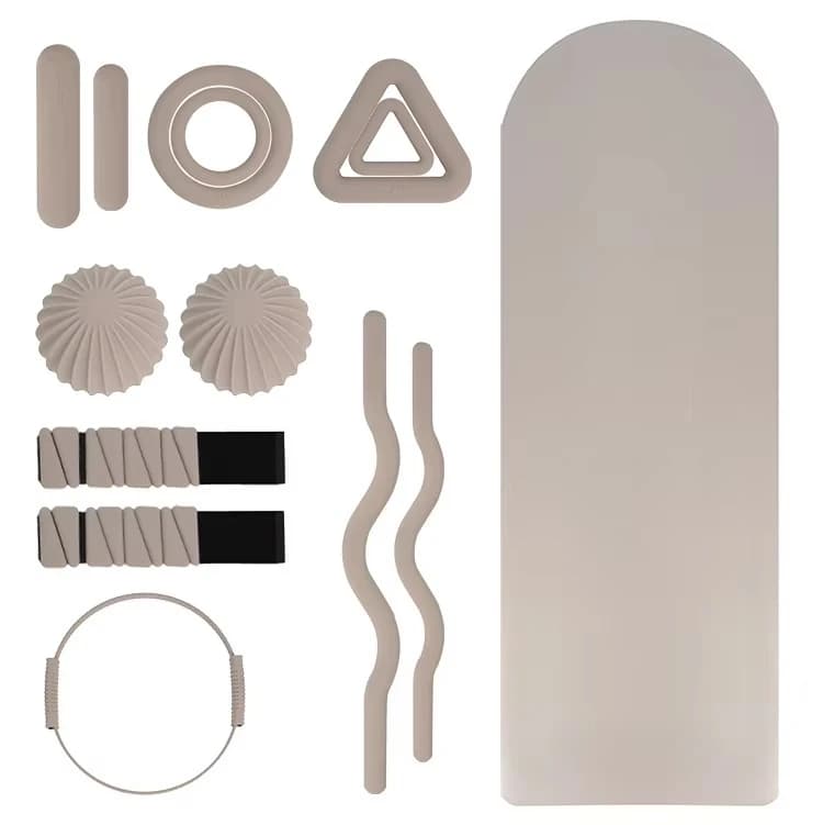 Yoga Pilates Accessory Set, Oval PU Exercise Mat, Silicone Wrist Ankle Straps Dumbbell Kit for Home Gym Workout Women Men Use