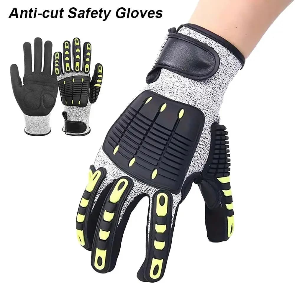 1 paio di guanti da lavoro di protezione antivibranti guanti anti-collisione di salvataggio all'aperto anti-sfondamento livello 5 anti-taglio S/M/L/XL/2XL