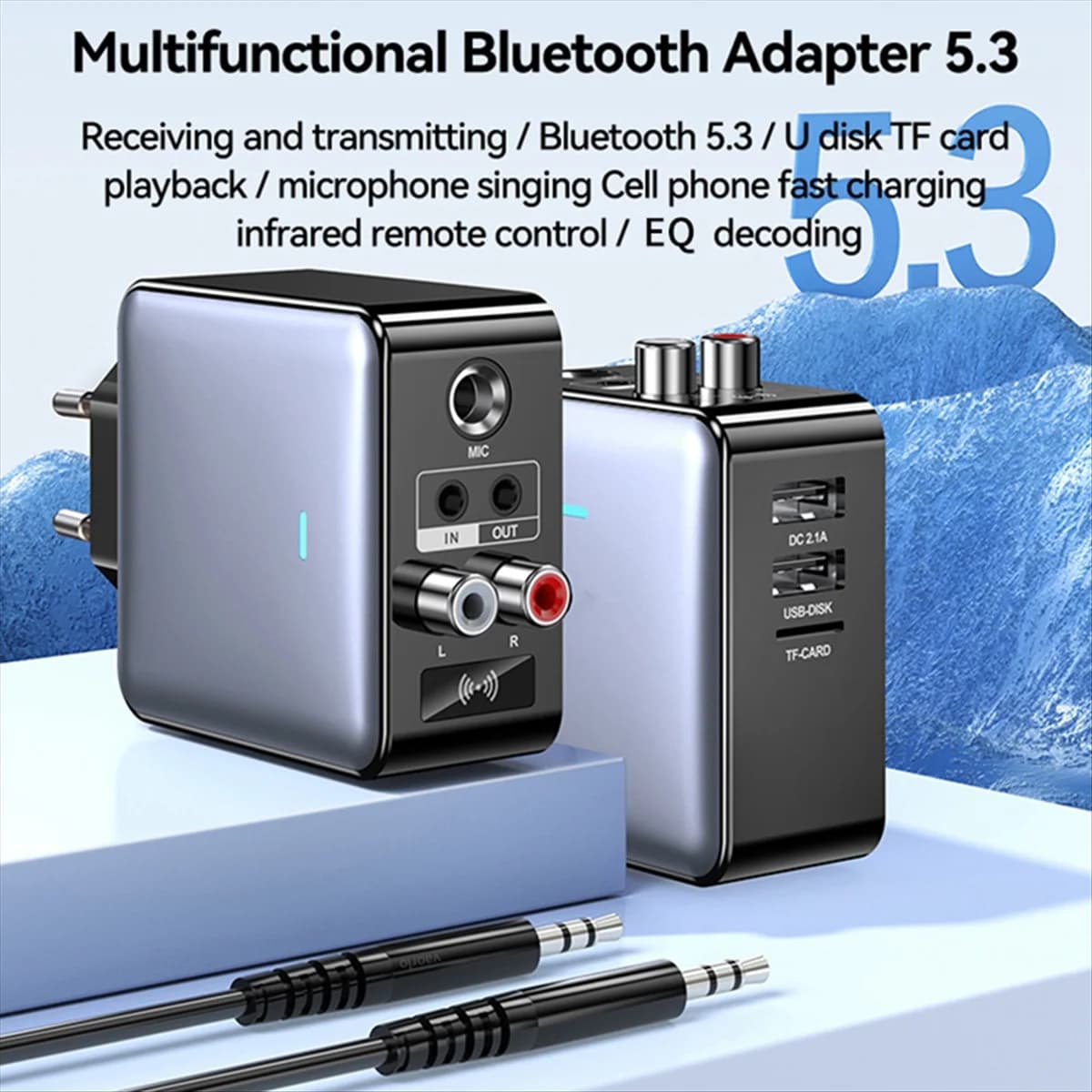 Nuovo ricevitore trasmettitore audio Bluetooth 5.3 da 3,5 mm AUX//pTF/USB Adattatore wireless stereo HIFI per karaoke-Spina UE