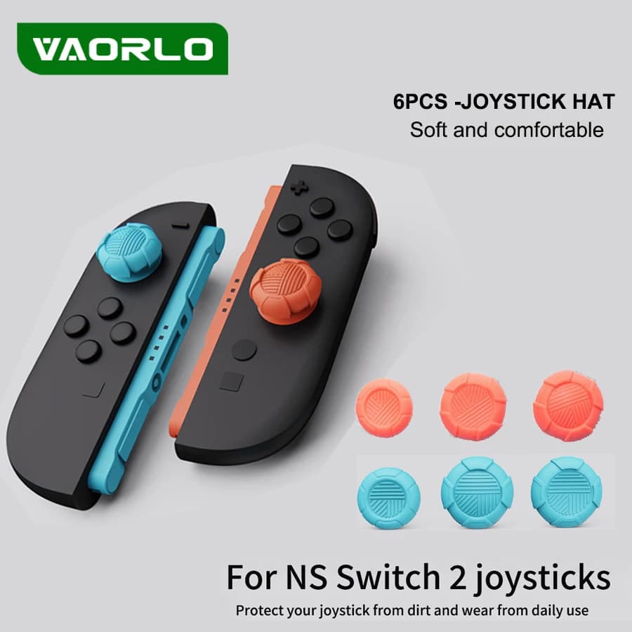6pcs Thumb Stick Grip Caps for NS Switch 2 Accessories Thumbstick Silicone Case NS2 Joy Con Controller Analog Joystick Cover