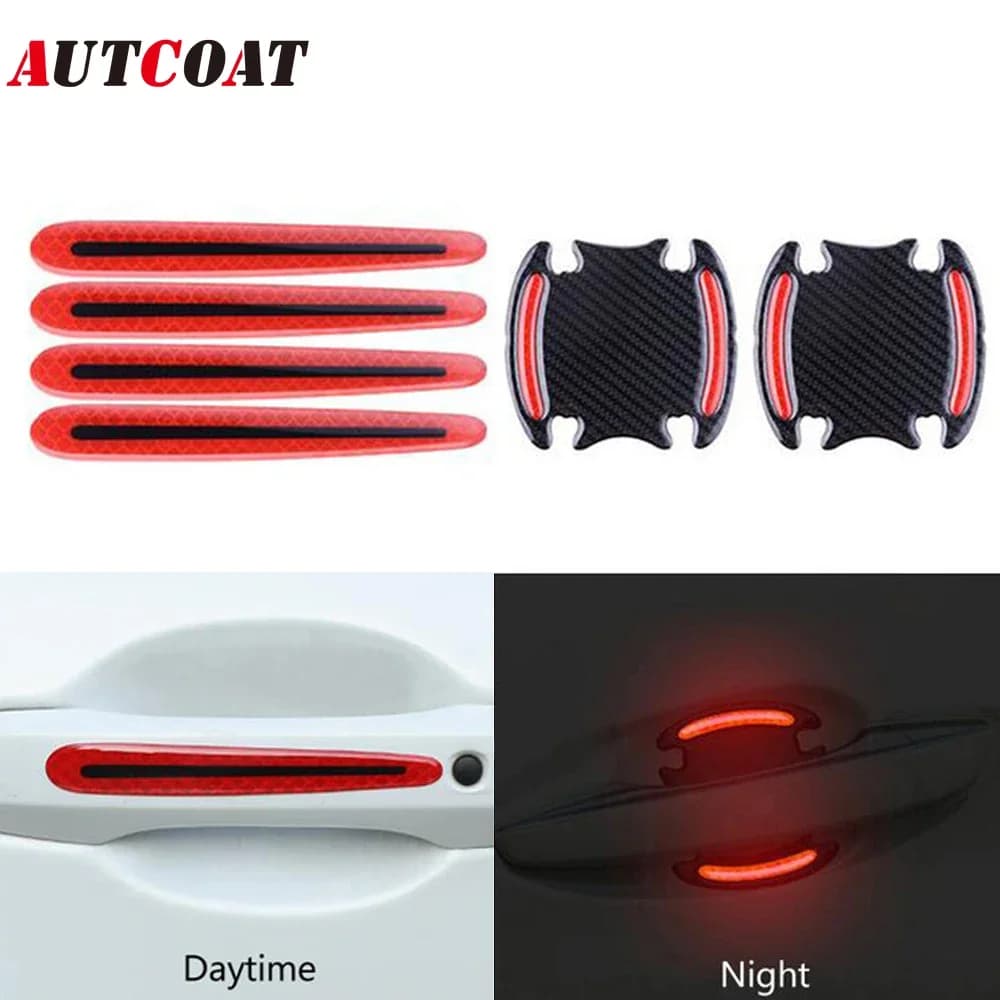 AUTCOAT 4 pz/set maniglia della portiera dell'auto pellicola protettiva antigraffio Pad universale maniglia della porta strisce riflettenti Sticker
