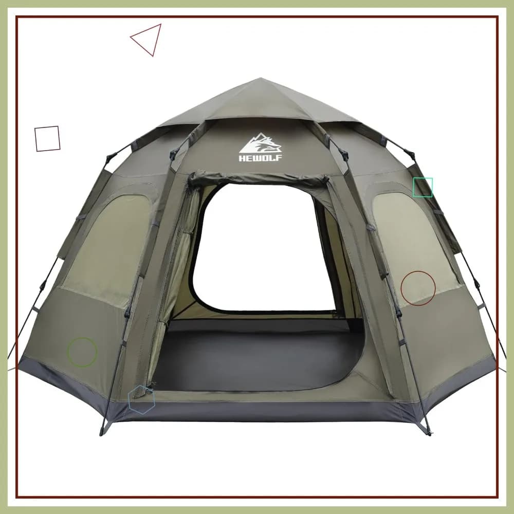 Tenda da campeggio istantanea per 2/3/4 persone, impermeabile, facile da montare, a cupola esagonale, per escursioni in famiglia e viaggi.