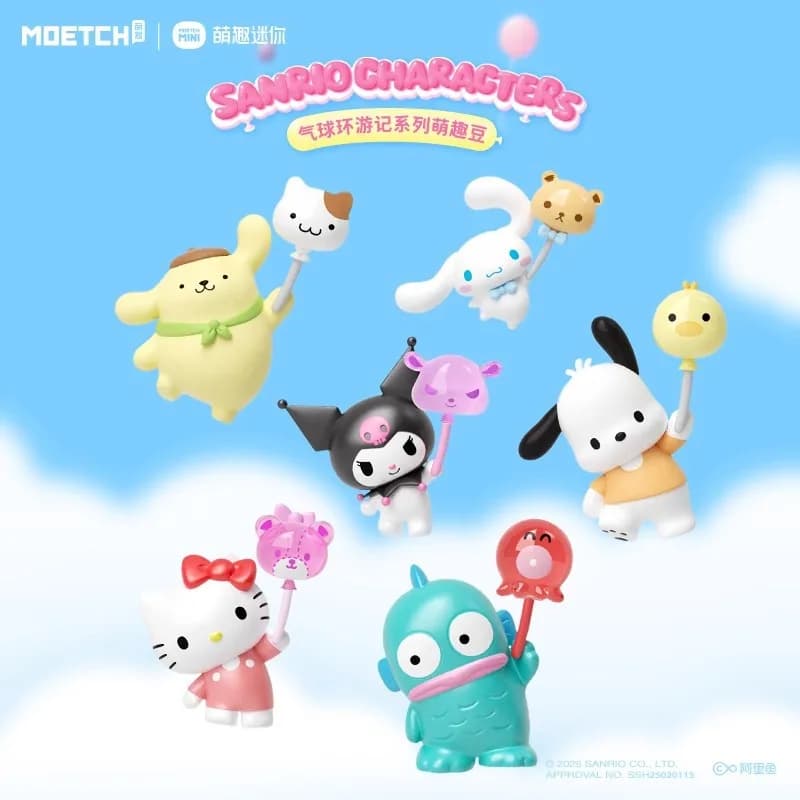 Autentico Sanrio Balloon Journey Fun Bean Blind Box, Mini Figurine e Portachiavi Pochacco Kuromi, Simpatici Giocattoli e Regali a Tema