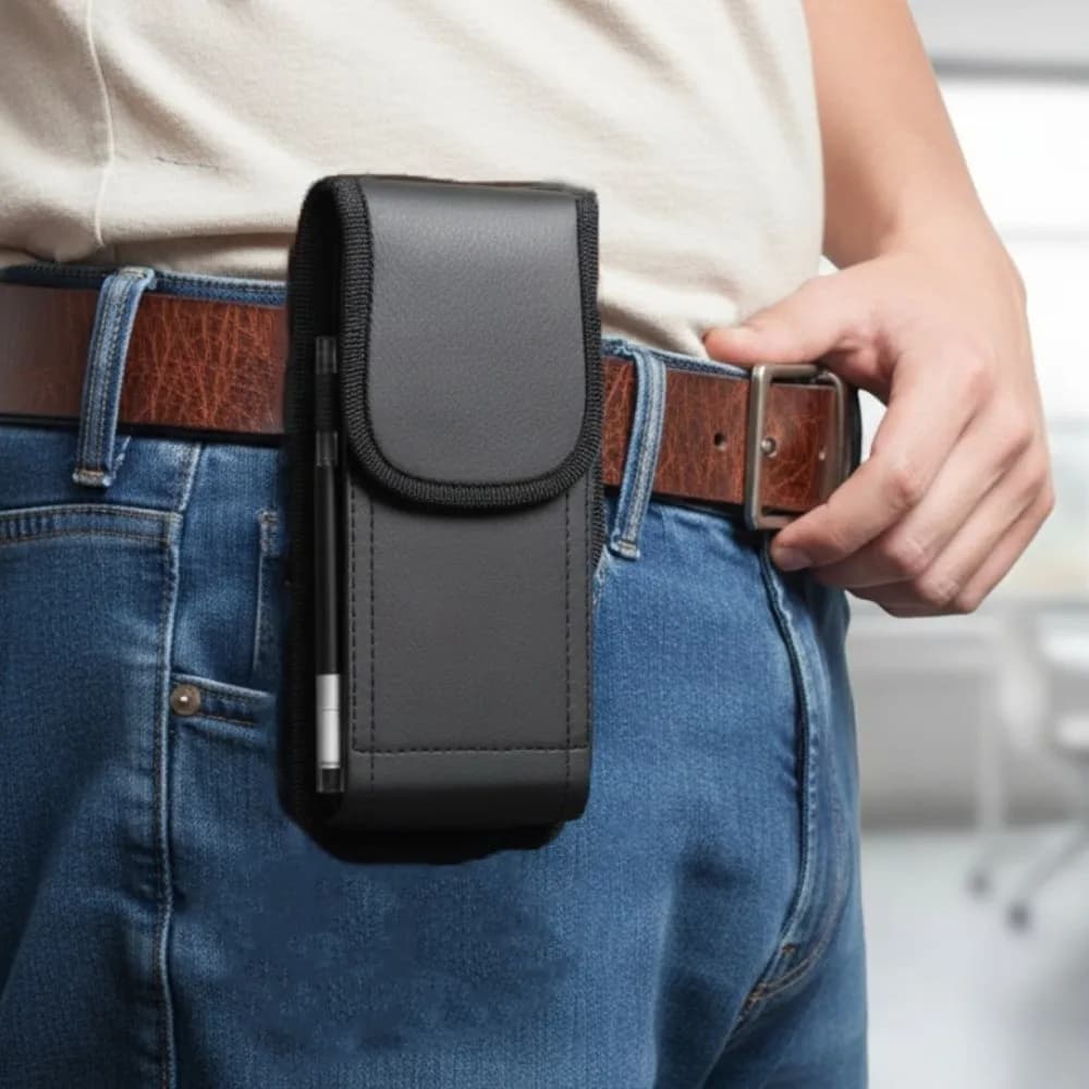 Single-layer mobile phone bag Universal belt clip bag for mobile phone black PU phone belt bag for mobile phone