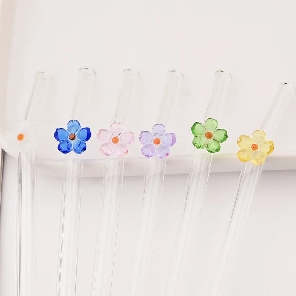 Cannucce in vetro per fiori Cannucce trasparenti riutilizzabili per frullati Cocktail Bere Strumenti da bar ecologici Cannucce per bicchieri con spazzole