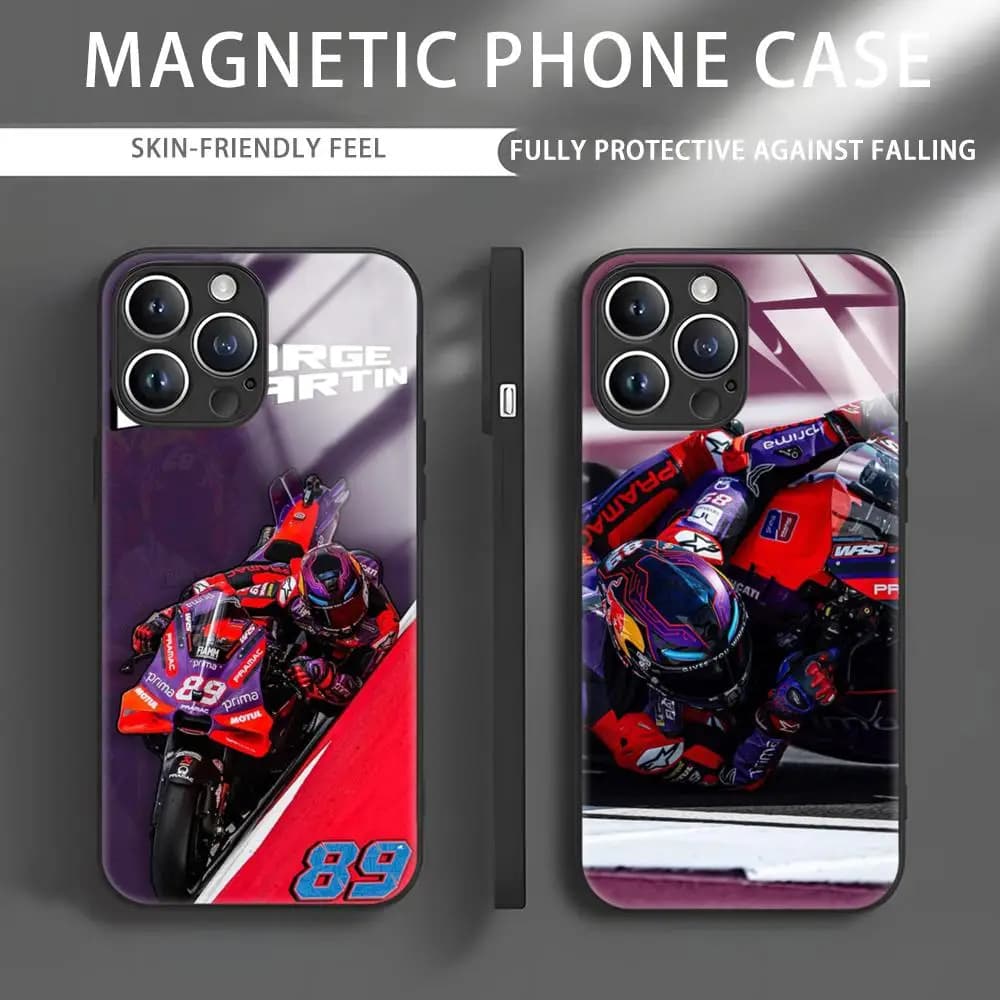 Moto NO.89 J-JorgeS M-Martin Custodia per telefono per iPhone 16 15 14 13 12 11 X XR XS 8 Plus Mini Pro Max Custodia magnetica in vetro