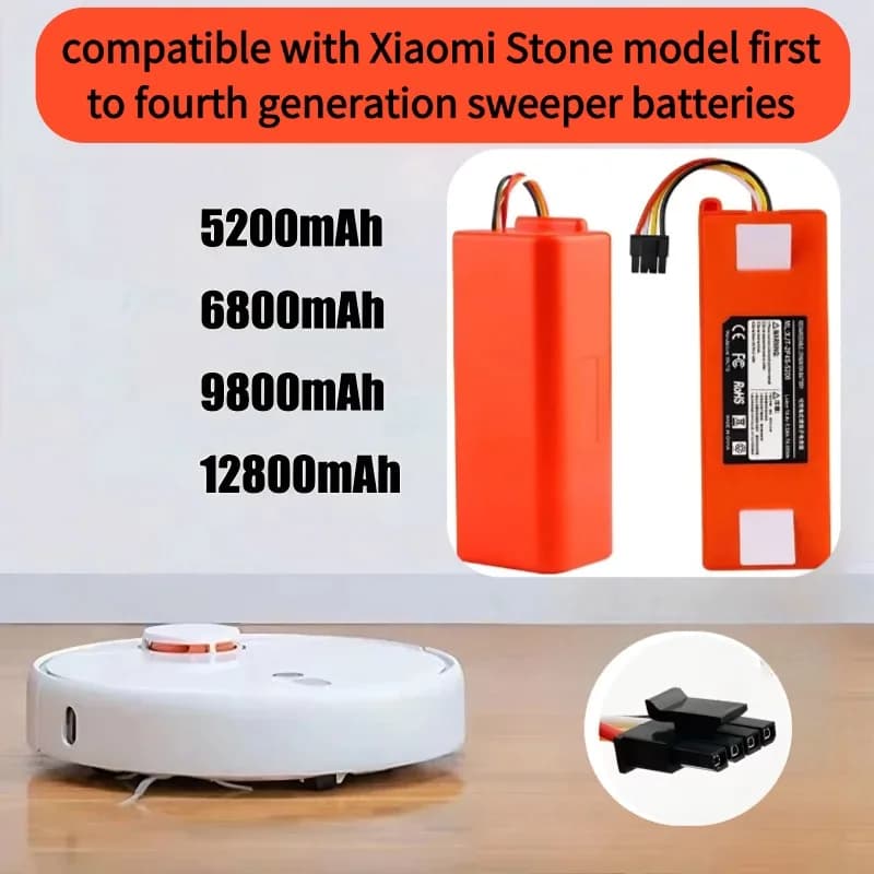 🔥 Batteria di ricambio BRR-2P4S-12800mAh per XIAOMI 1S 1ST Roborock SDJQR01RR Spazzare Robot Aspirapolvere 12800mAh
